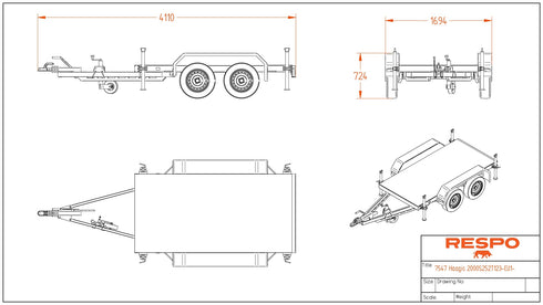 Respo 2000S252T125 Aggregaatin alustavaunu – mittapiirros