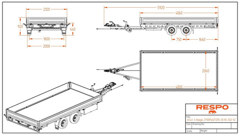 Respo 2700P402T205 Lavettivaunu – mittapiirros